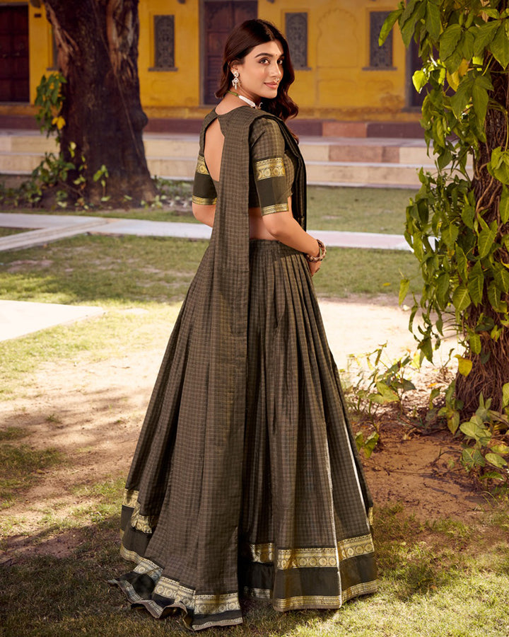 Grey Color Chettinad Cotton Half Saree