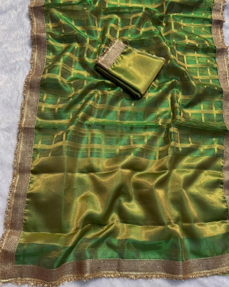 Green Color Banarasi Gharchola Tissue Silk Saree