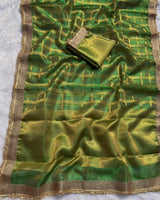 Green Color Banarasi Gharchola Tissue Silk Saree
