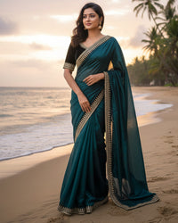 Black Color Soft Twil Net Embroidered Saree