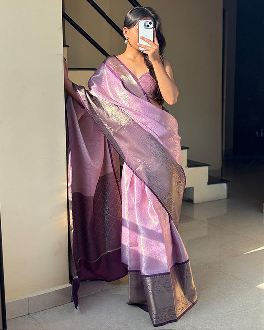 Luvender Color Kanjivaram Soft Silk Saree