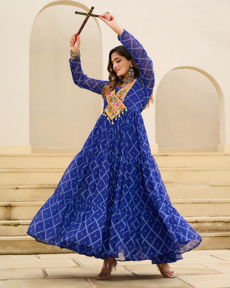 Traditional Blue Color Georgette Navratri Gown