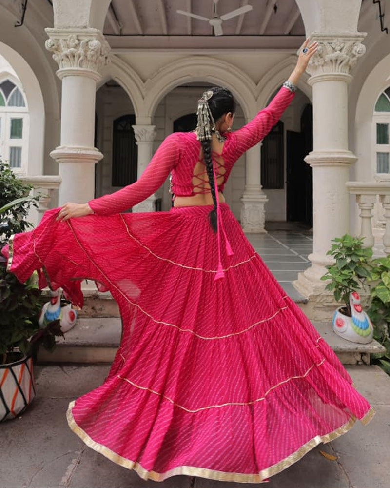 Rani Pink Color Soft Georgette Navratri Lehenga Choli