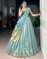 Sky Blue Color Shimmer Silk Lehenga Choli