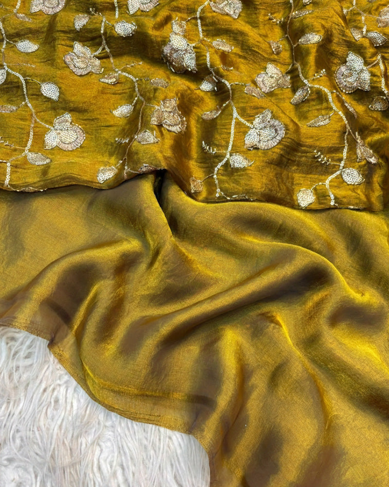 Orange Color Pure Space Silk Saree