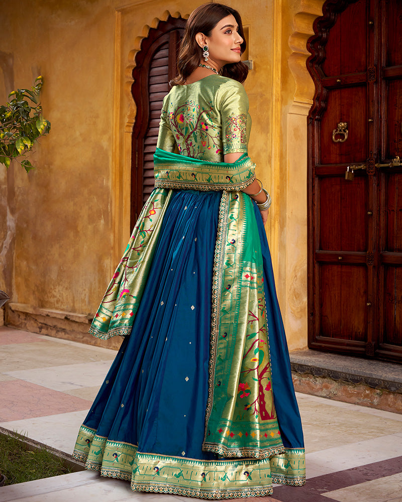 Navy Blue Color Soft Silk Paithani Lehenga Choli
