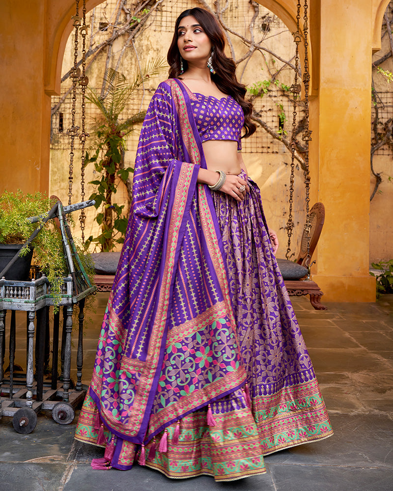 Purple Color Tasar Silk Sparkle Lehenga Choli