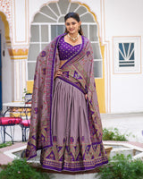Purple Color Tasar Silk Printed Sparkle Lehenga Choli