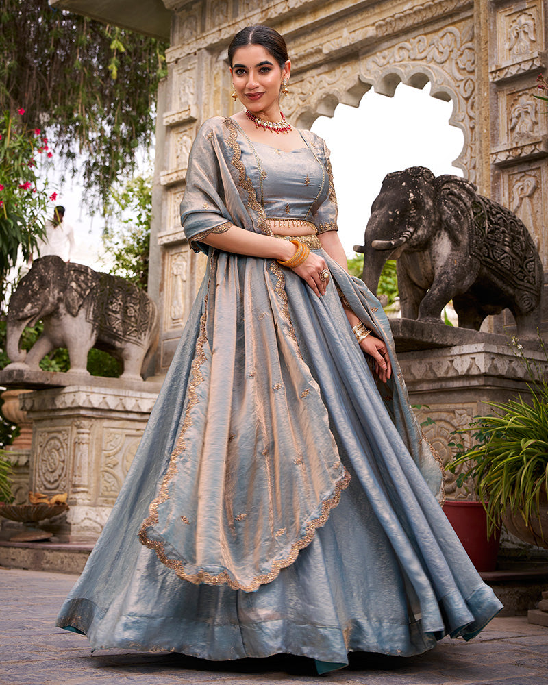 Sky Blue Color Fendi Pastel Lehenga Choli