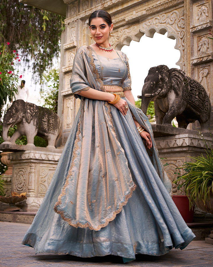 Sky Blue Color Fendi Pastel Lehenga Choli