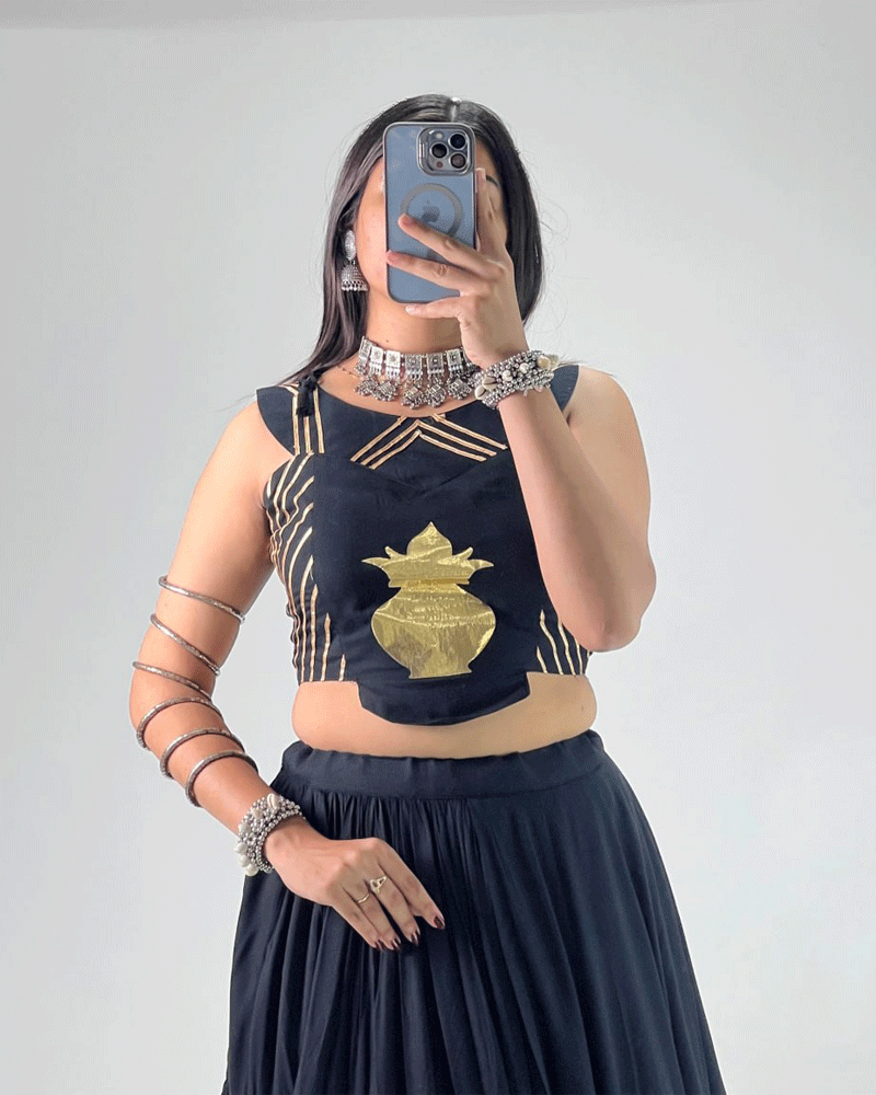 Four Color Beautiful Pure Rayon Cotton Navratri Lehenga Choli Set