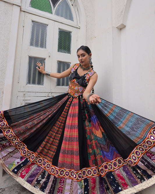 Multi Color Georgette Printed Navratri Lehenga Choli