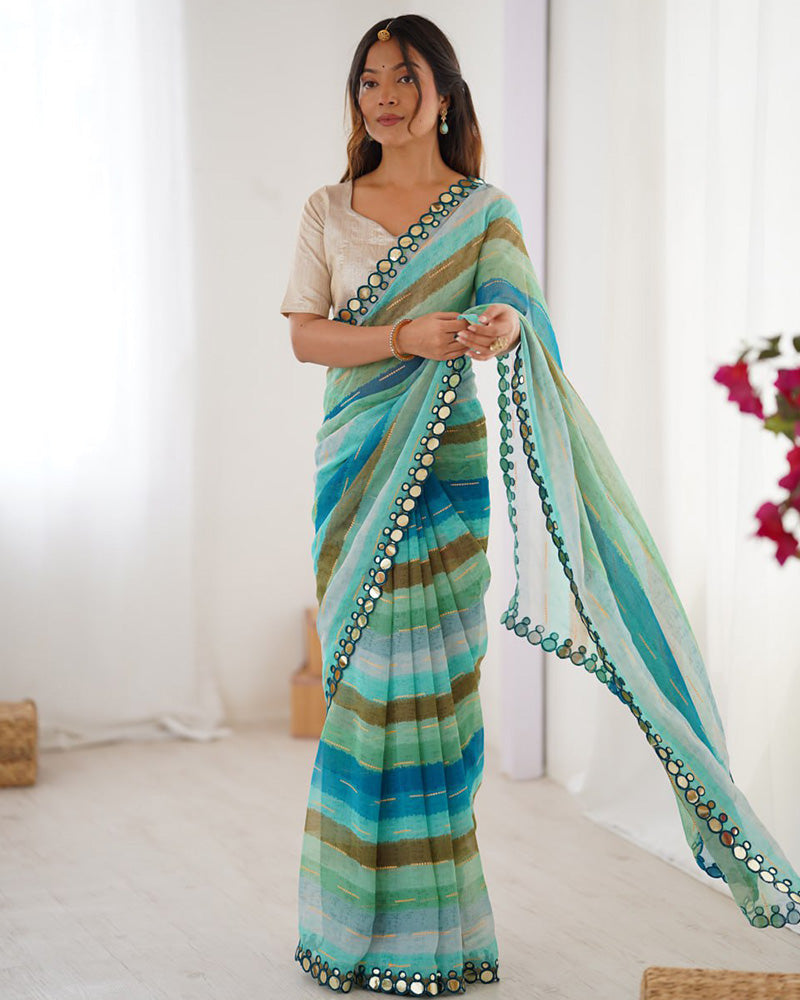 Pista Color Heavy Smooth Chiffon Saree
