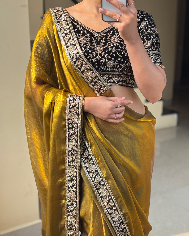Mehndi Color Pure Space Silk Saree