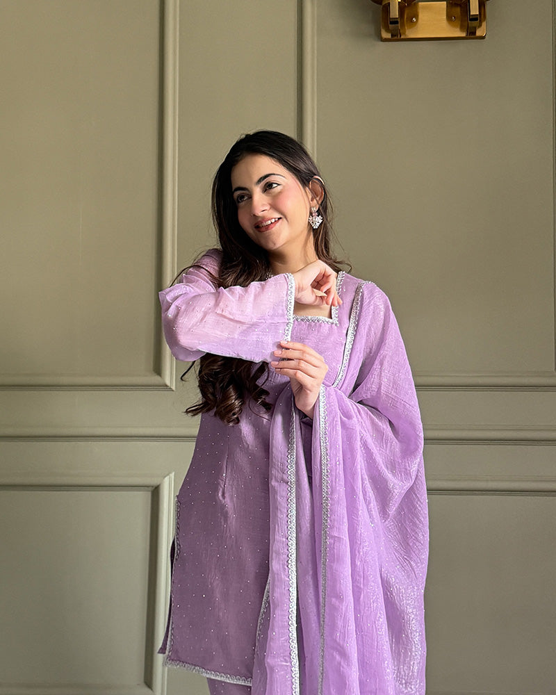 Luvender Color Crunchy Silk Farshi Suit