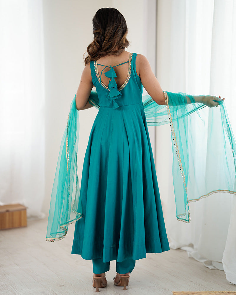 Rama Color Chanderi Pure Roman Silk Anarkali Suit