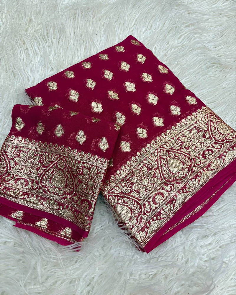 Yellow Color Pure Viscose Georgette Saree