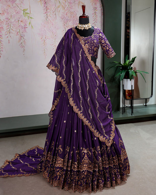 Purple Color Star Georgette Embroidered Lehenga Choli