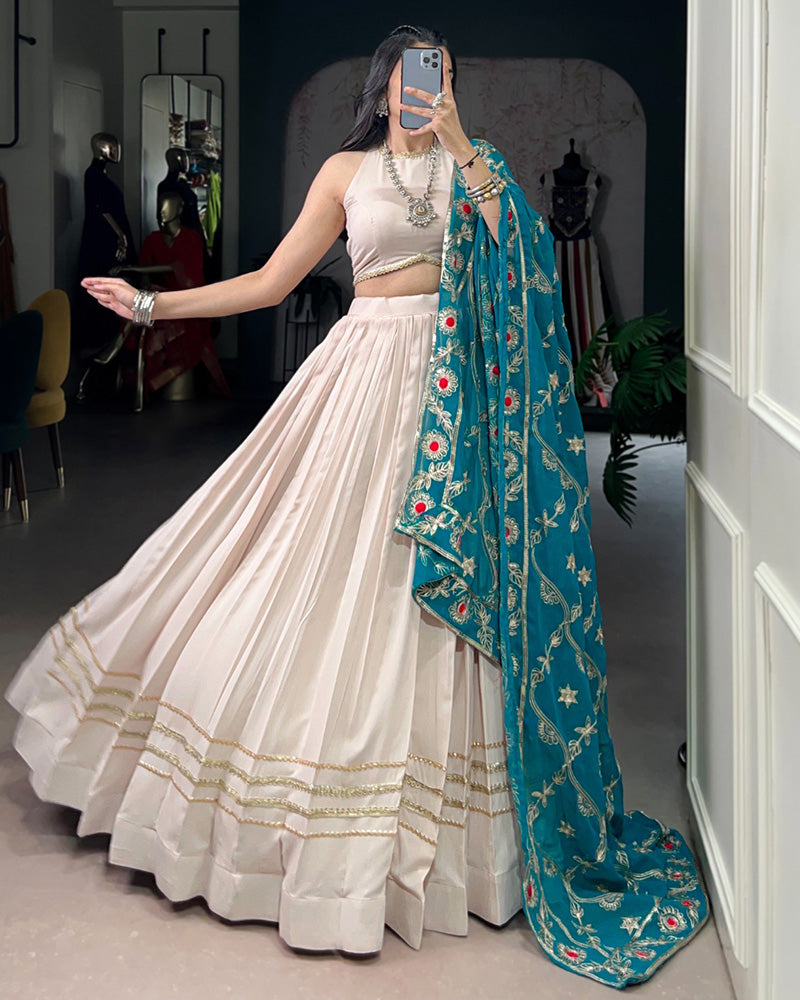 Traditional Off-White Color Pure Rayon Lehenga Choli