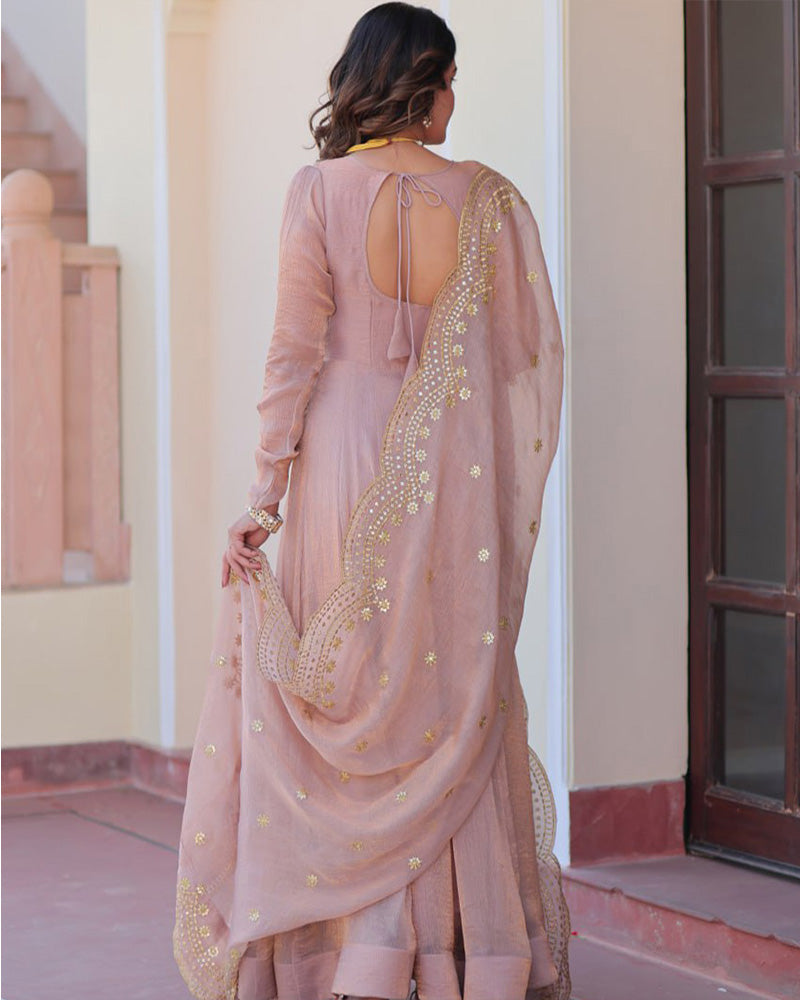 Peach Color Fendi Chiffon Gown