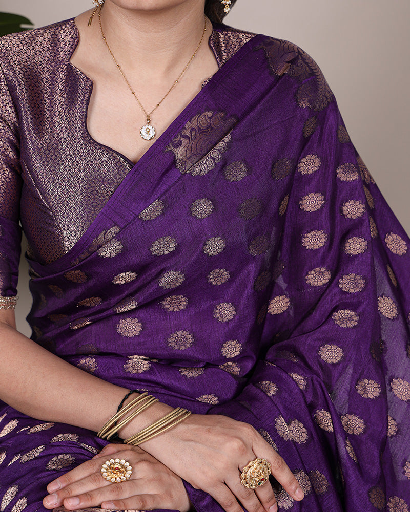 Purple Color Roop Silk Zari Weaving Saree