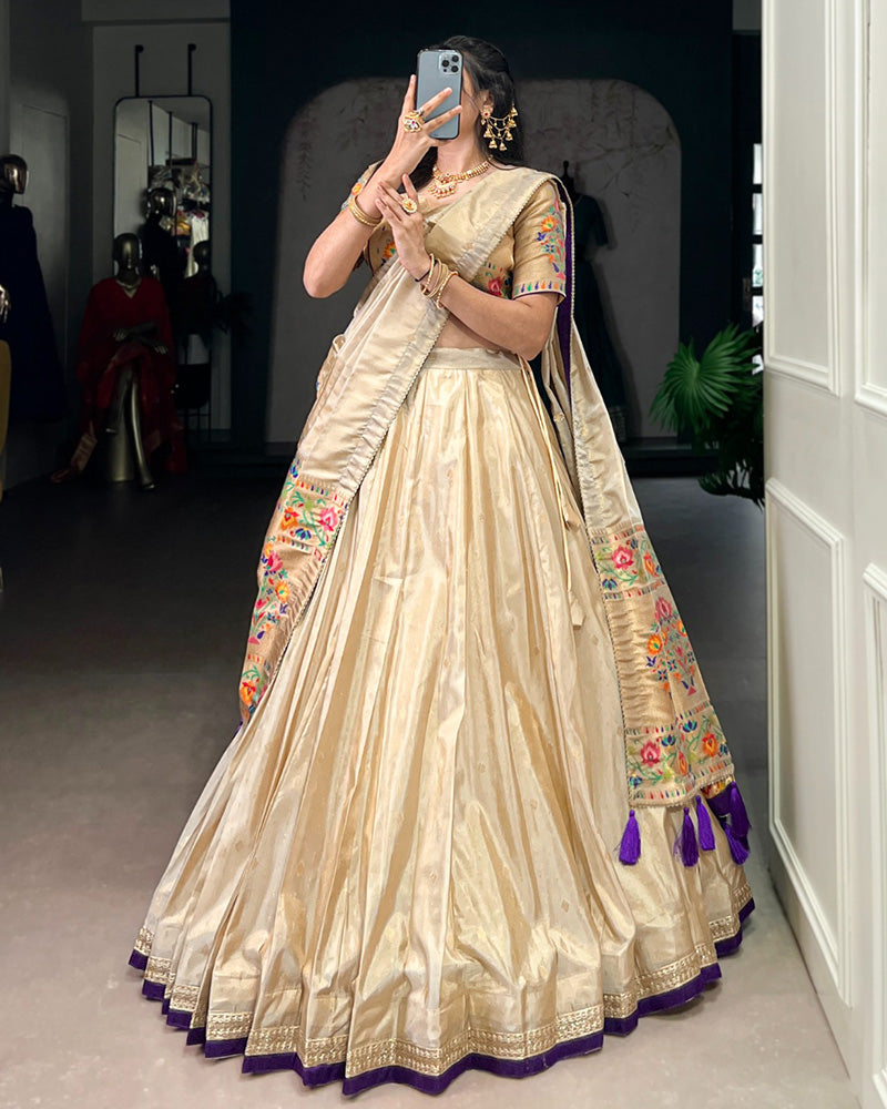 Designer Purple Color Paithani Silk Lehenga Choli