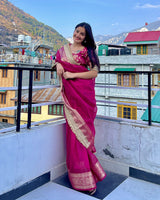 Magenta Color Banarasi Tissue Silk Saree