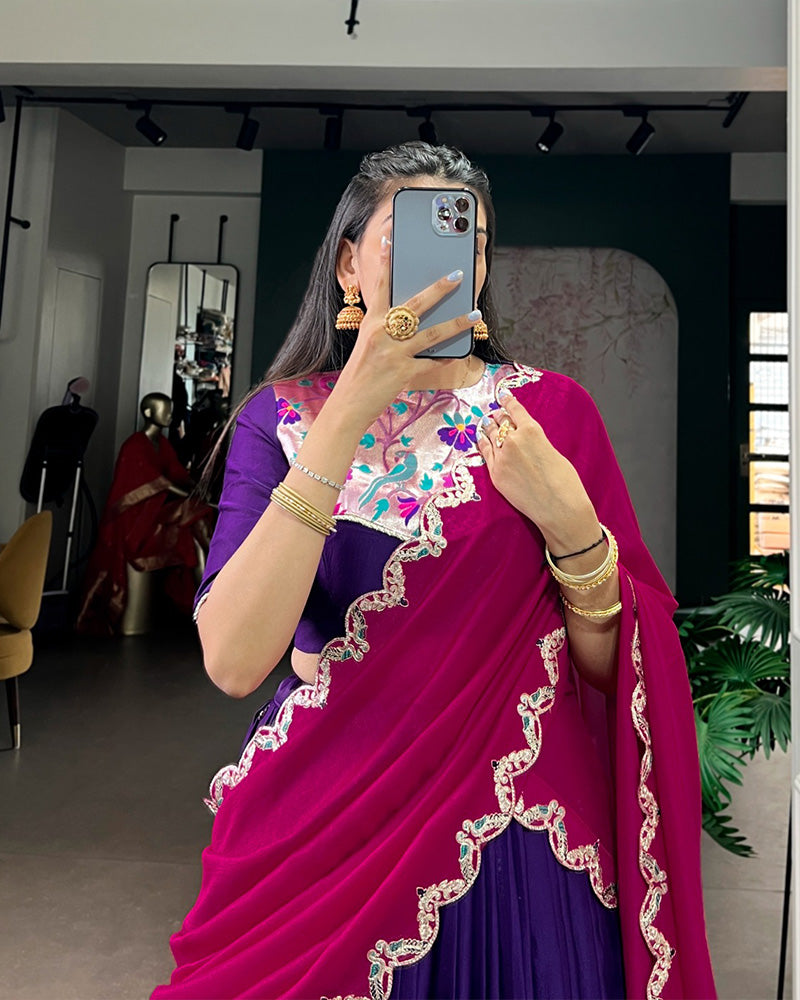 Purple Color Naysha Silk Embroidered Lehenga Choli