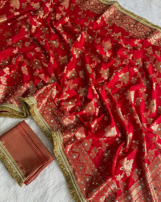 Red Color Banarasi Premium Warm Silk Saree