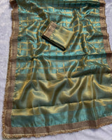 Sky Blue Color Banarasi Gharchola Tissue Silk Saree
