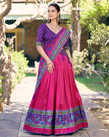 Pink Color Tasar Silk Traditional Lehenga Choli