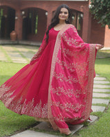 Pink Color Designer Fully Stitched Anarkali Gown