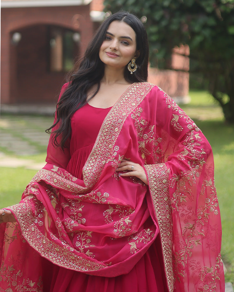 Pink Color Designer Fully Stitched Anarkali Gown
