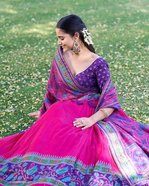 Pink Color Tasar Silk Traditional Lehenga Choli