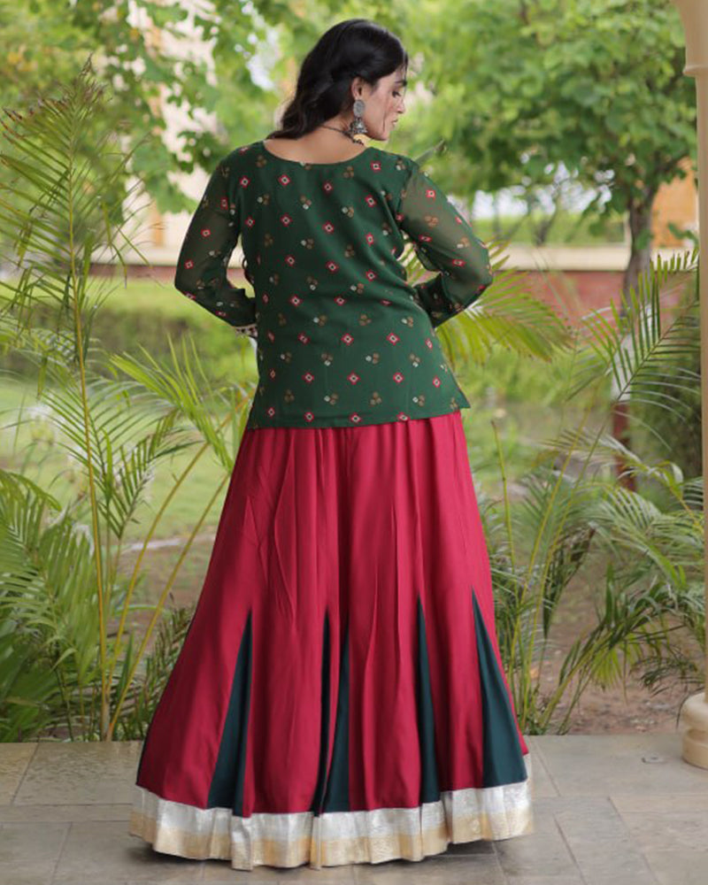Green Color Rayon Navratri Lehenga Choli