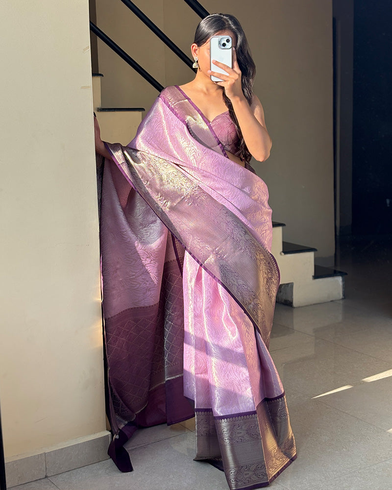 Luvender Color Kanjivaram Soft Silk Saree