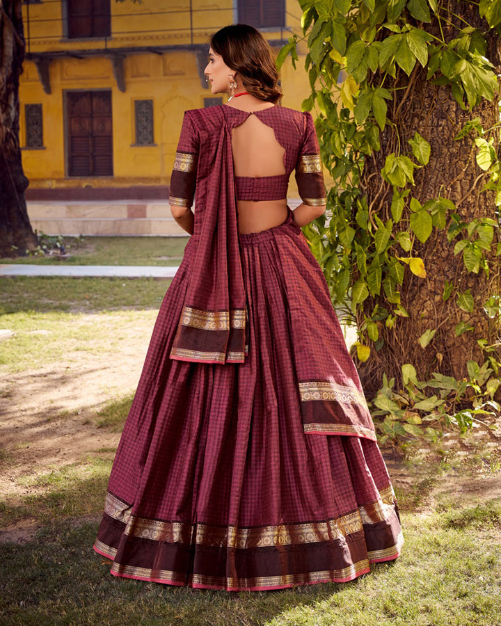 Pink Color Chettinad Cotton Half Saree