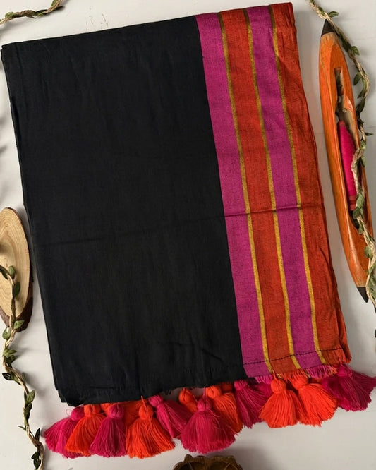 Black Color Pure Mal Cotton Saree
