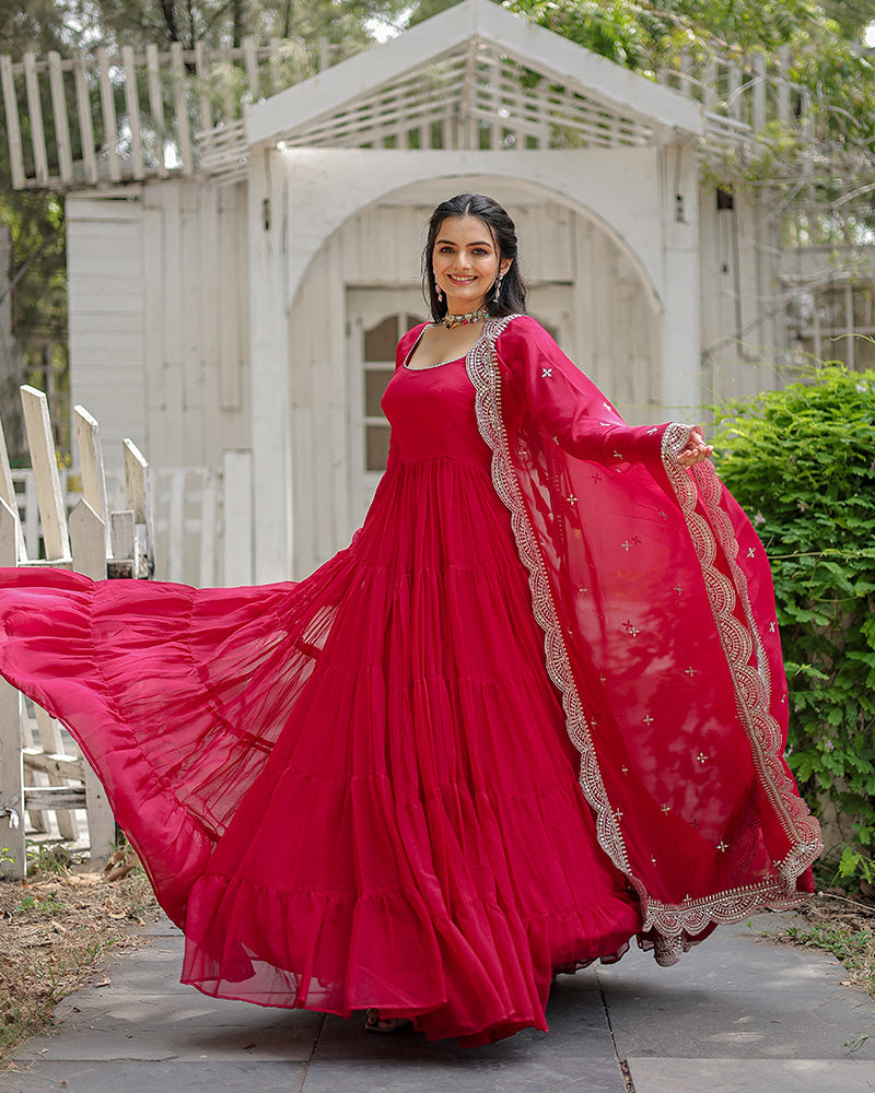 Shop Now Noor Lotus Rani Pink Dress - ADIRICHA