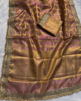 Lavender Color Banarasi Gharchola Tissue Silk Saree