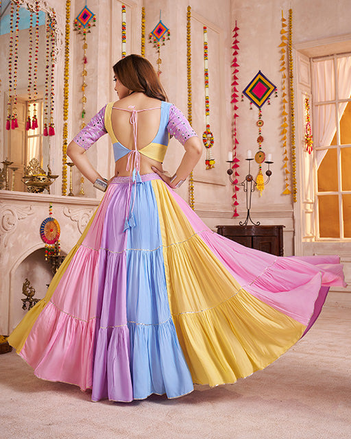 Light Purple Color Viscose Cotton Navratri Chaniya Choli