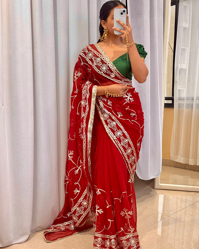Maroon Color Royal Georgette Saree