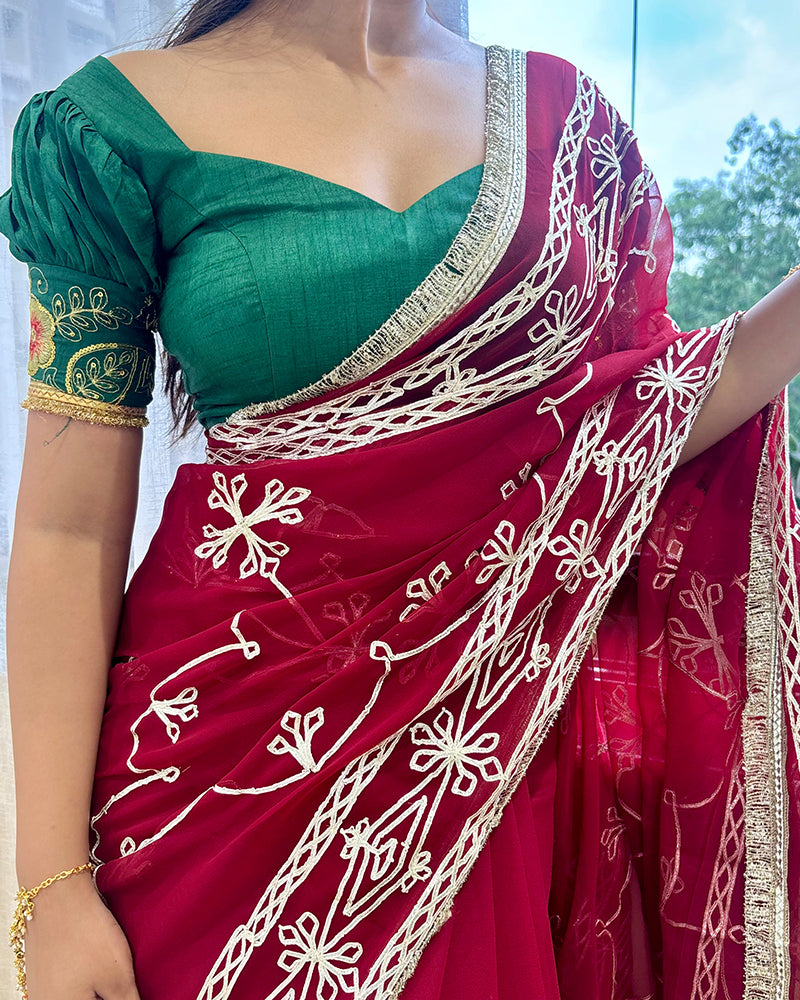 Maroon Color Royal Georgette Saree