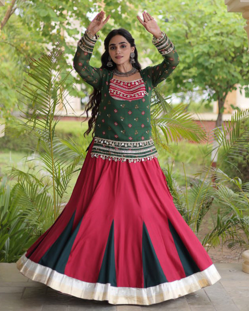 Green Color Rayon Navratri Lehenga Choli