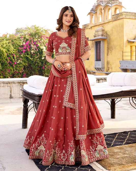 Rust Orange Color Chocolate Crush Lehenga Choli
