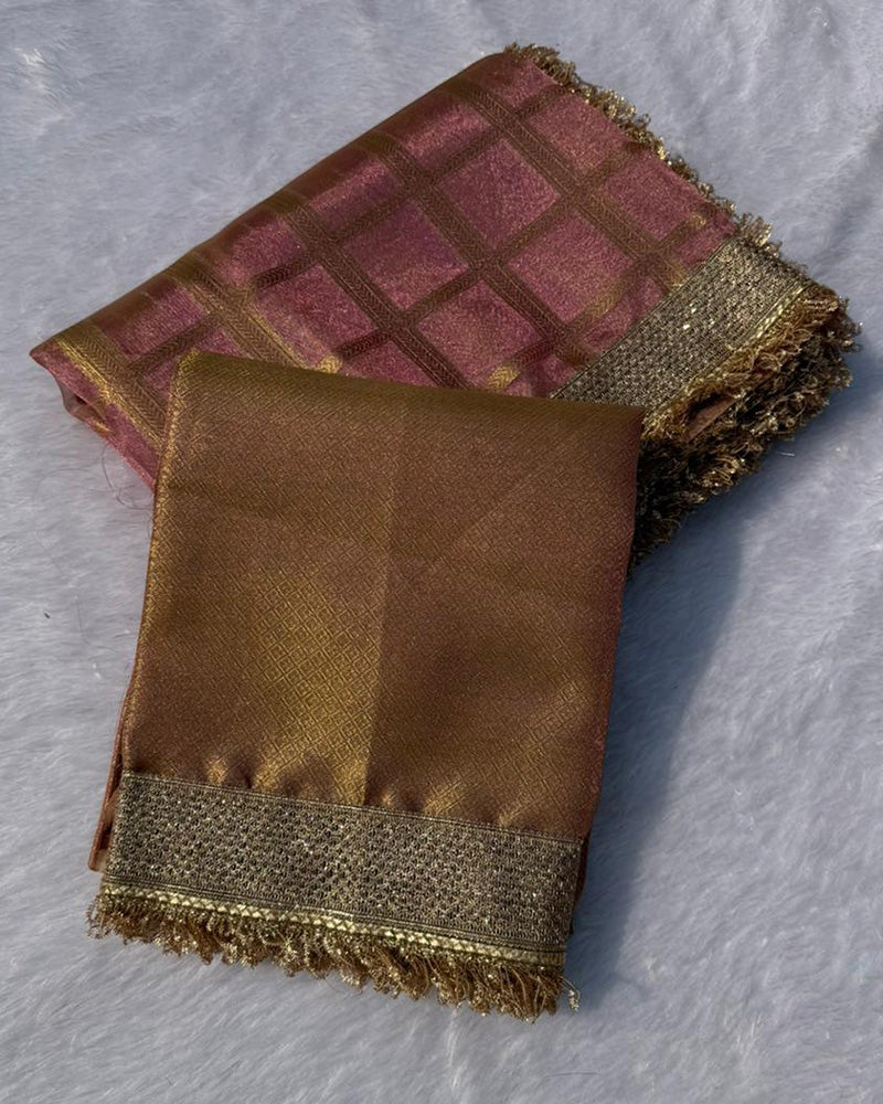 Lavender Color Banarasi Gharchola Tissue Silk Saree