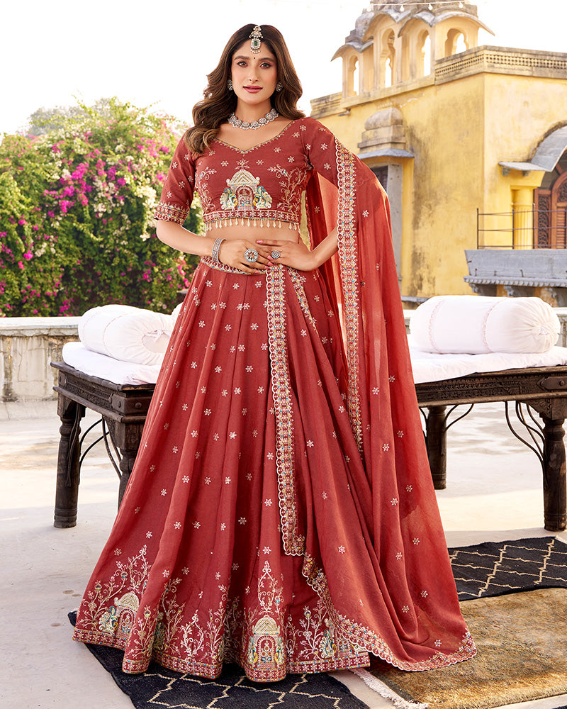 Rust Orange Color Chocolate Crush Lehenga Choli