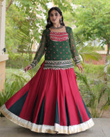 Green Color Rayon Navratri Lehenga Choli