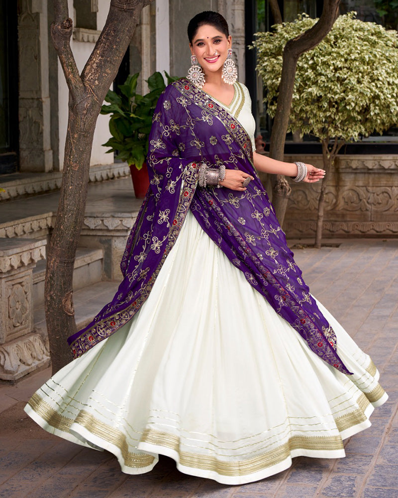 Traditional White Color Pure Rayon Lehenga Choli