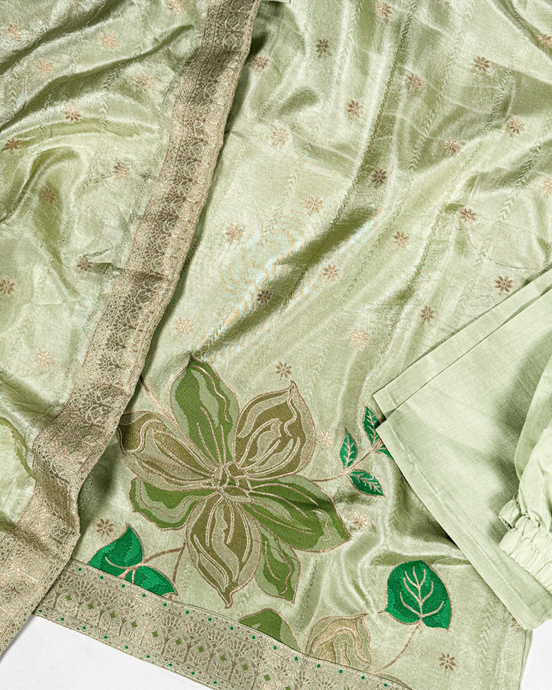 Pista Color Pure Viscose Silk Three Piece Kurti Suit